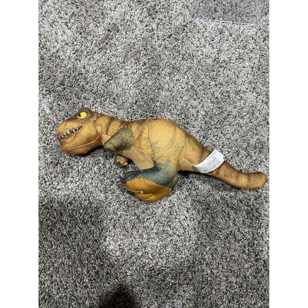 Jurassic World T-Rex Plush Toy Factory Brown Tan Dinosaur Stuffed Animal Logo